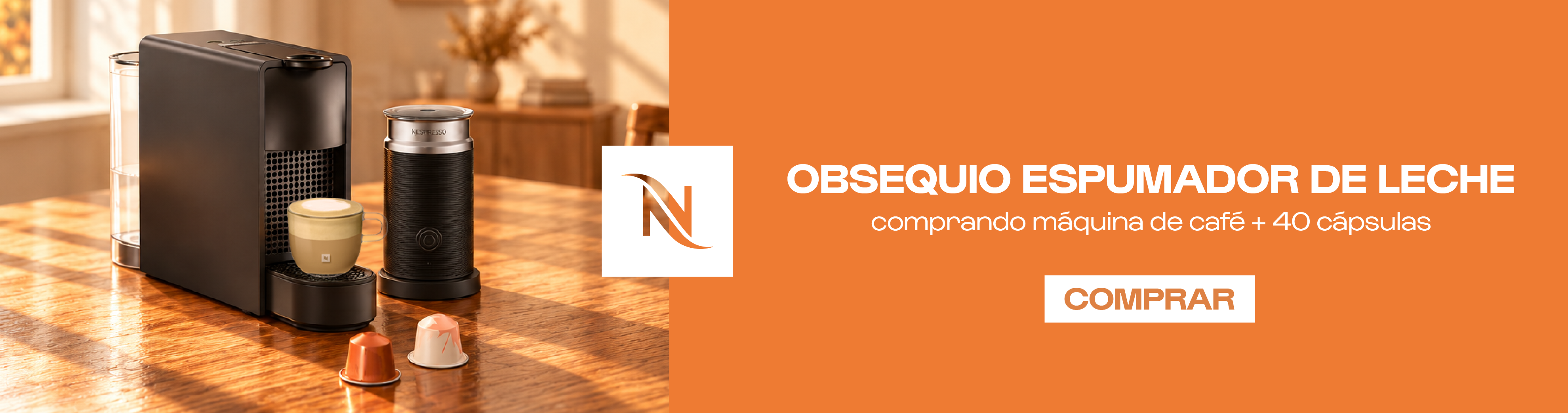 Por la compra de máquina de ca´fe y 20 capsulas, recibe gratis aeroccino 3